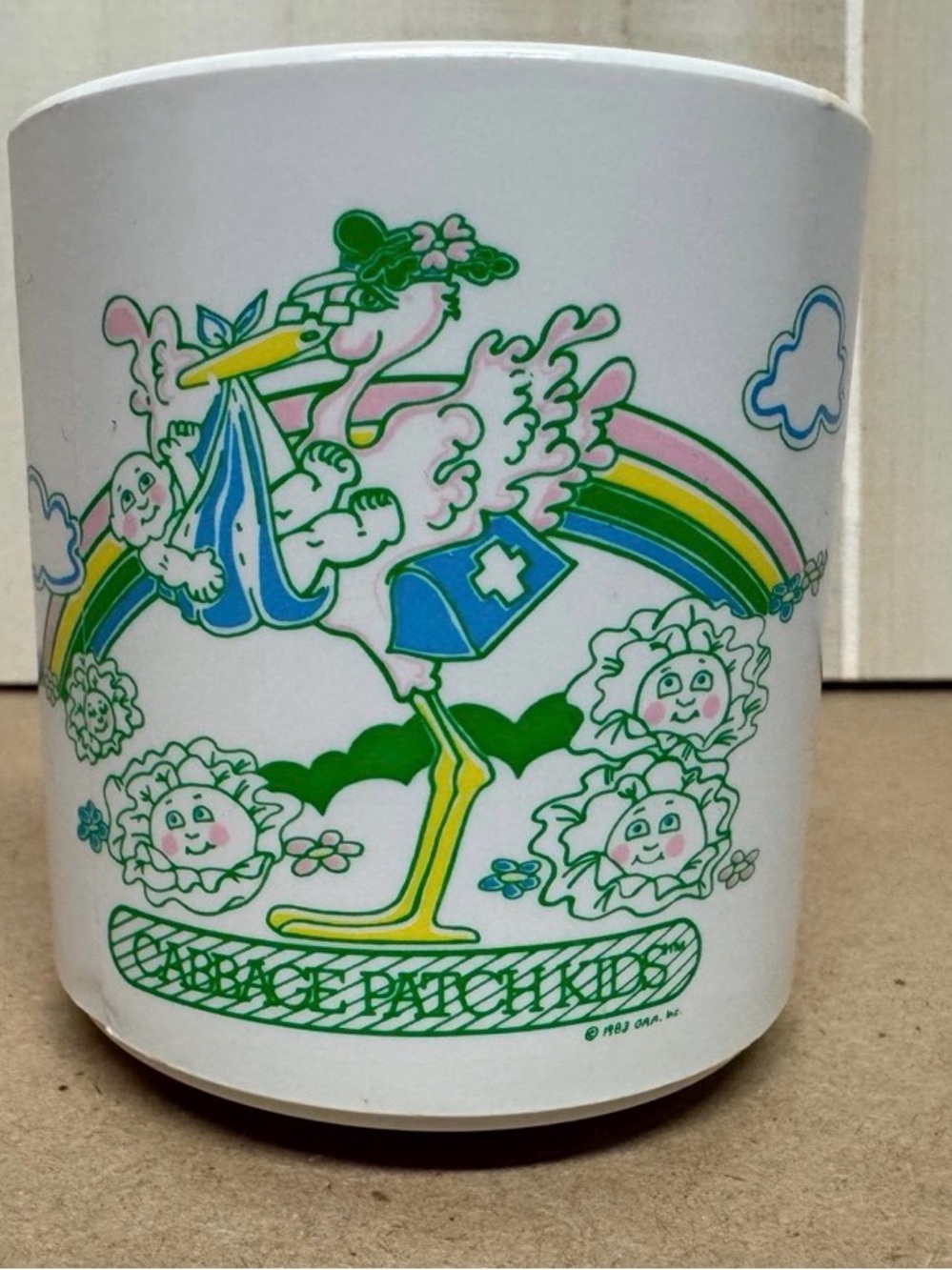 Vintage Cabbage Patch Kids Mug Melamine Mug 1983 Rainbow Stork